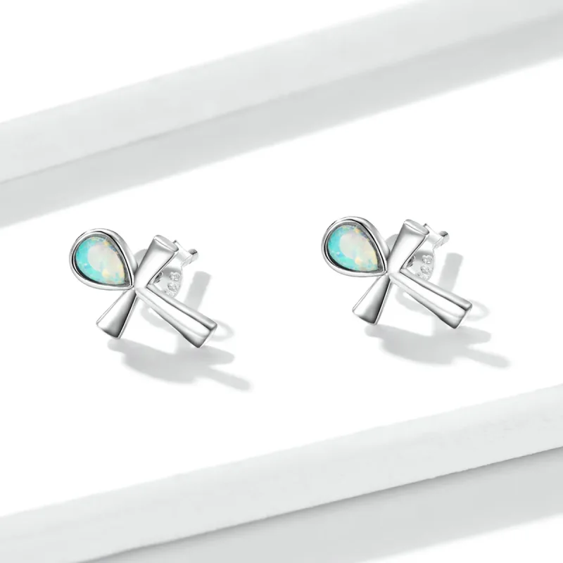 (image for) Pandora Style Anka Cross Stud Earrings - BSE556 - View 3