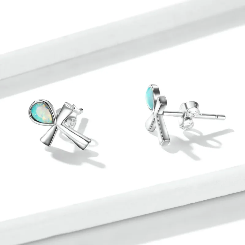 (image for) Pandora Style Anka Cross Stud Earrings - BSE556 - View 4