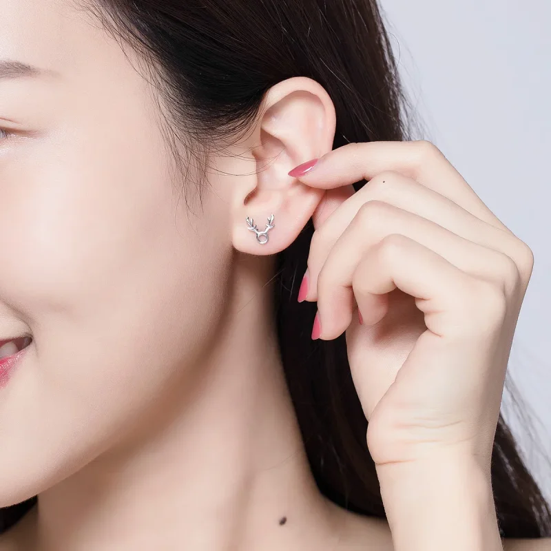 (image for) Pandora Style Antlers Stud Earrings - BSE116 - View 7