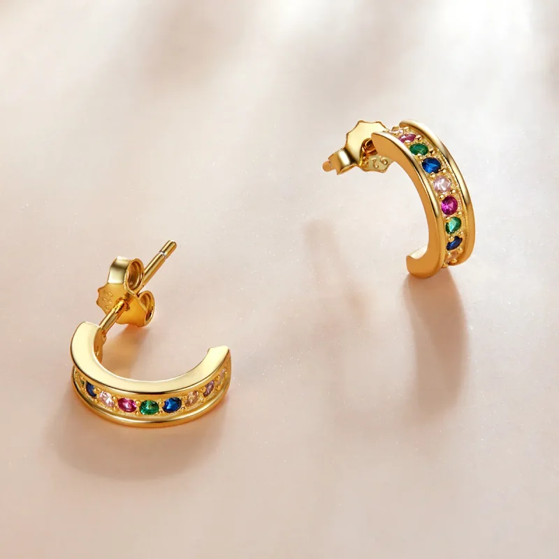 (image for) Pandora Style Arc Stud Earrings - SCE1168-B - View 2