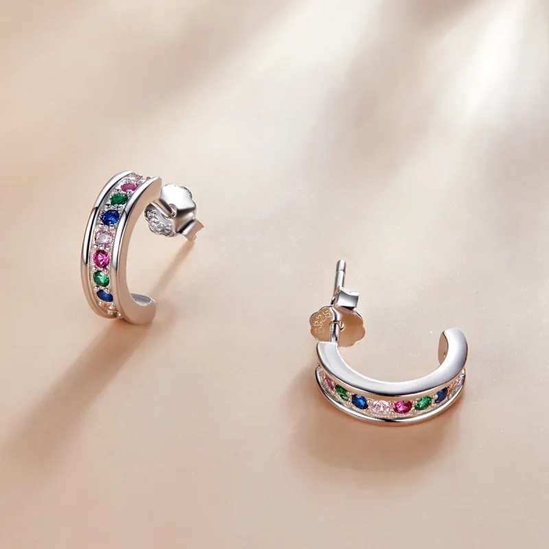 (image for) Pandora Style Arc Stud Earrings - SCE1168 - View 2