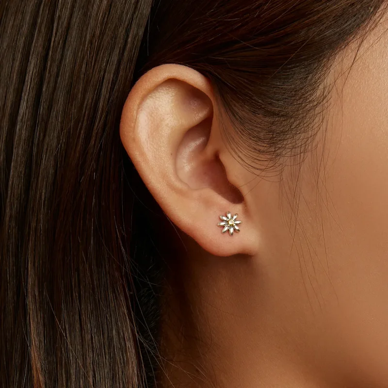 (image for) Pandora Style Asymmetric Daisy Ladybug Stud Earrings - SCE1364 - View 8