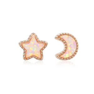 (image for) Pandora Style Asymmetric Moon Stud Earrings - SCE691