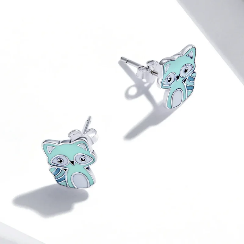 (image for) Pandora Style Baby Raccoon Stud Earrings - SCE1279 - View 4