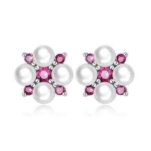 (image for) Pandora Style Bead Flower Stud Earrings - SCE1429