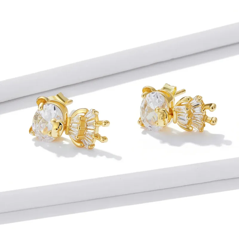 (image for) Pandora Style Bear Girl Stud Earrings - BSE540 - View 2