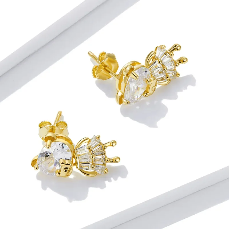 (image for) Pandora Style Bear Girl Stud Earrings - BSE540 - View 4
