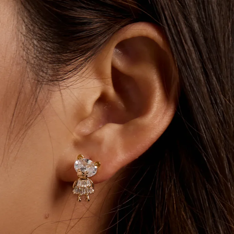 (image for) Pandora Style Bear Girl Stud Earrings - BSE540 - View 7