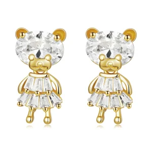 (image for) Pandora Style Bear Girl Stud Earrings - BSE540