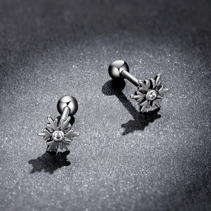 (image for) Pandora Style Beautiful Snowflakes Stud Earrings - BSE529 - View 5