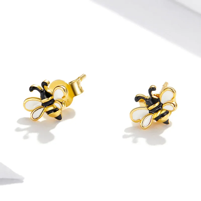 (image for) Pandora Style Bee Stud Earrings - SCE1182 - View 3