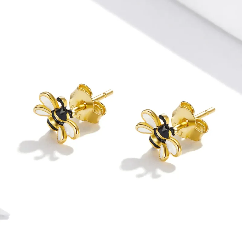 (image for) Pandora Style Bee Stud Earrings - SCE1182 - View 4