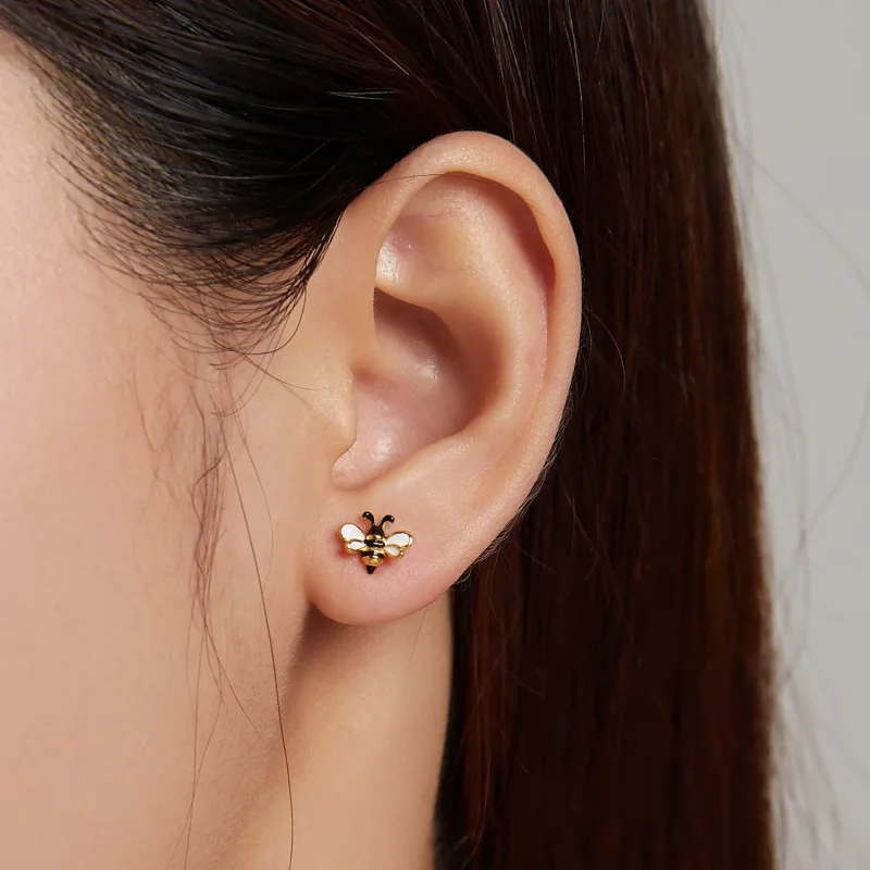 (image for) Pandora Style Bee Stud Earrings - SCE1182 - View 5