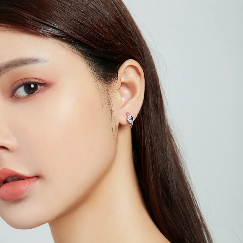 (image for) Pandora Style Between Black and White Stud Earrings - SCE1036 - View 5