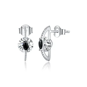 (image for) Pandora Style Between Black and White Stud Earrings - SCE1036