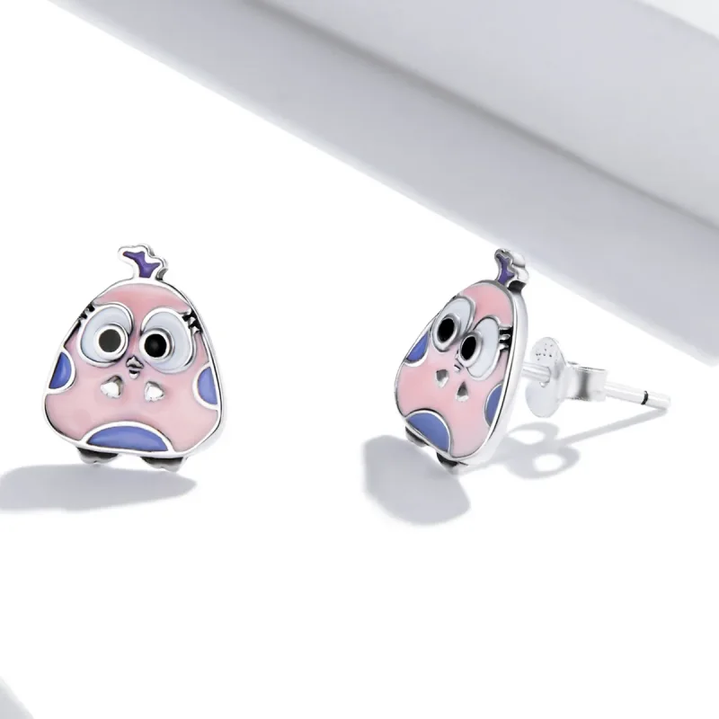 (image for) Pandora Style Big Eyed Bird Stud Earrings - SCE1277 - View 3