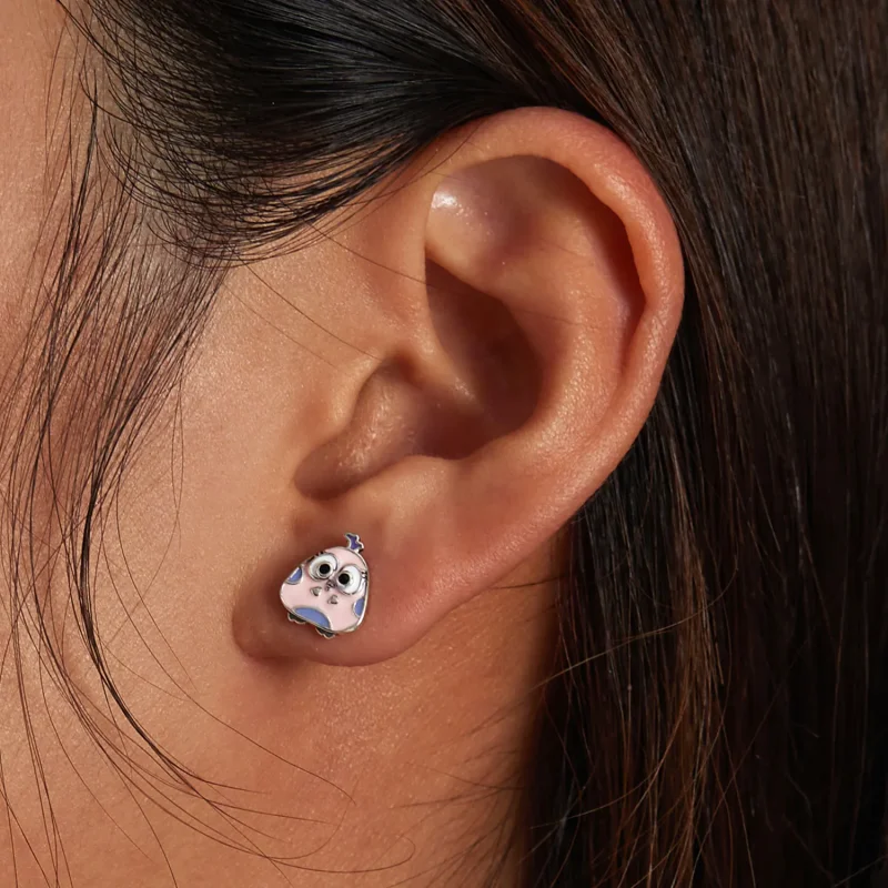 (image for) Pandora Style Big Eyed Bird Stud Earrings - SCE1277 - View 5