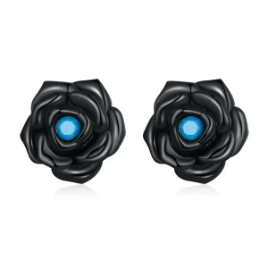 (image for) Pandora Style Black Rose Stud Earrings - SCE1401