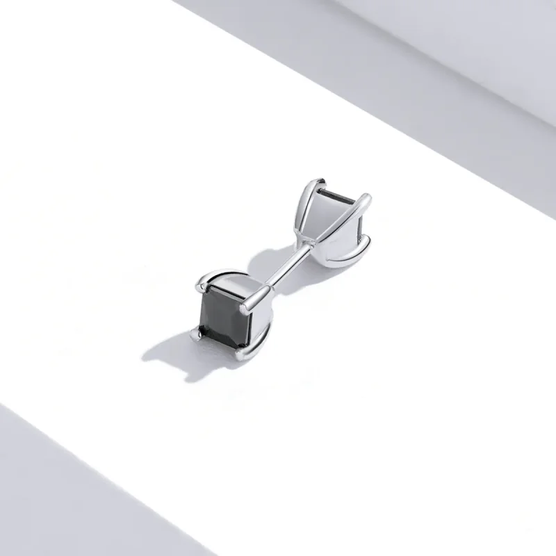 (image for) Pandora Style Black Zirconium Stud Earrings - SCE1325 - View 2