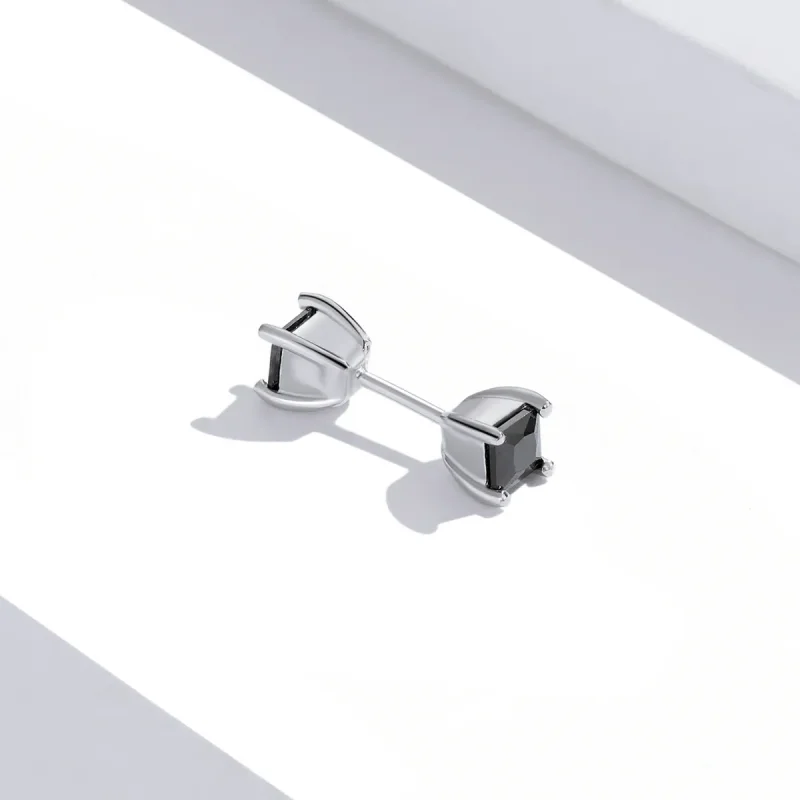 (image for) Pandora Style Black Zirconium Stud Earrings - SCE1325 - View 3