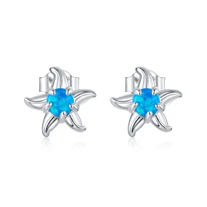 (image for) Pandora Style Blue Starfish Stud Earrings - SCE886