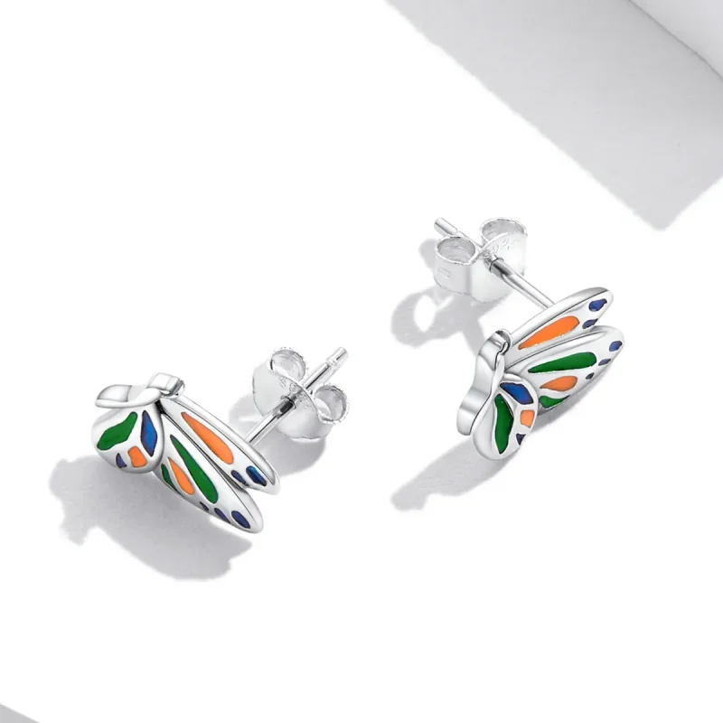 (image for) Pandora Style Brilliant Butterfly Stud Earrings - SCE1359 - View 4