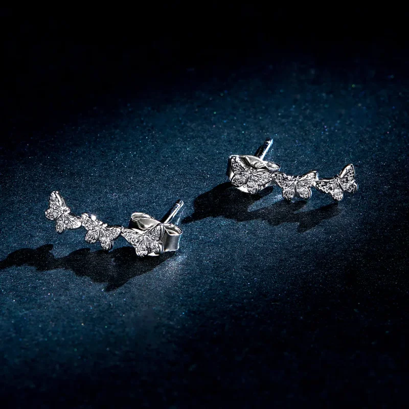 (image for) Pandora Style Butterfly Fly Stud Earrings - BSE377 - View 5