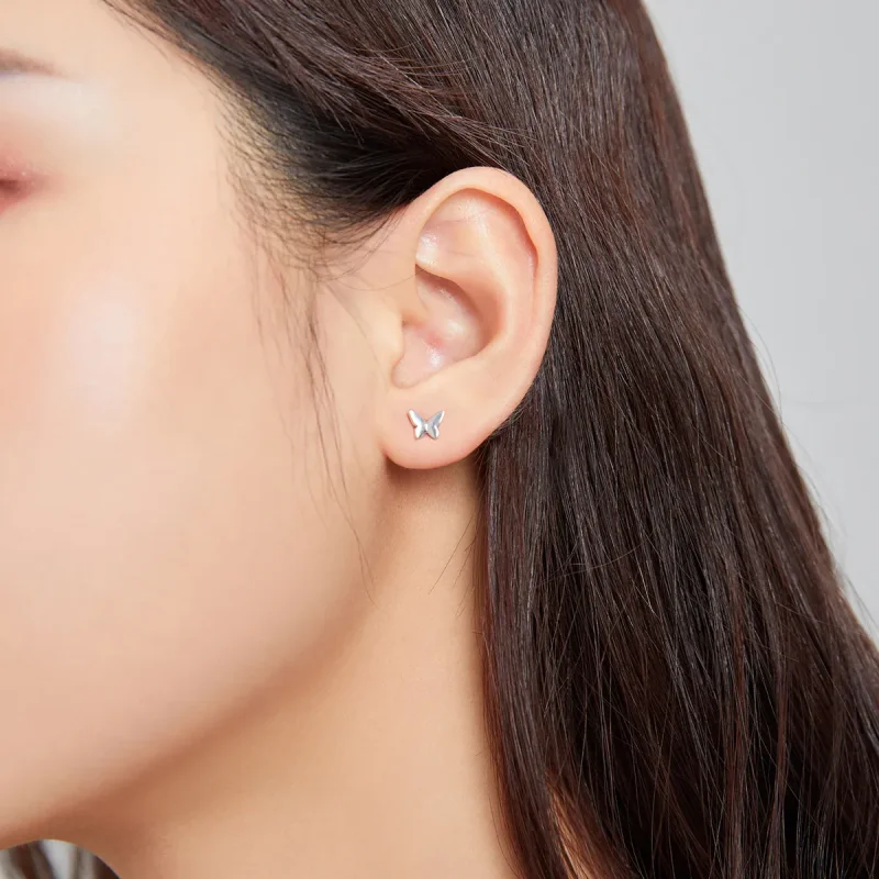 (image for) Pandora Style Butterfly Love Stud Earrings - SCE1069 - View 2