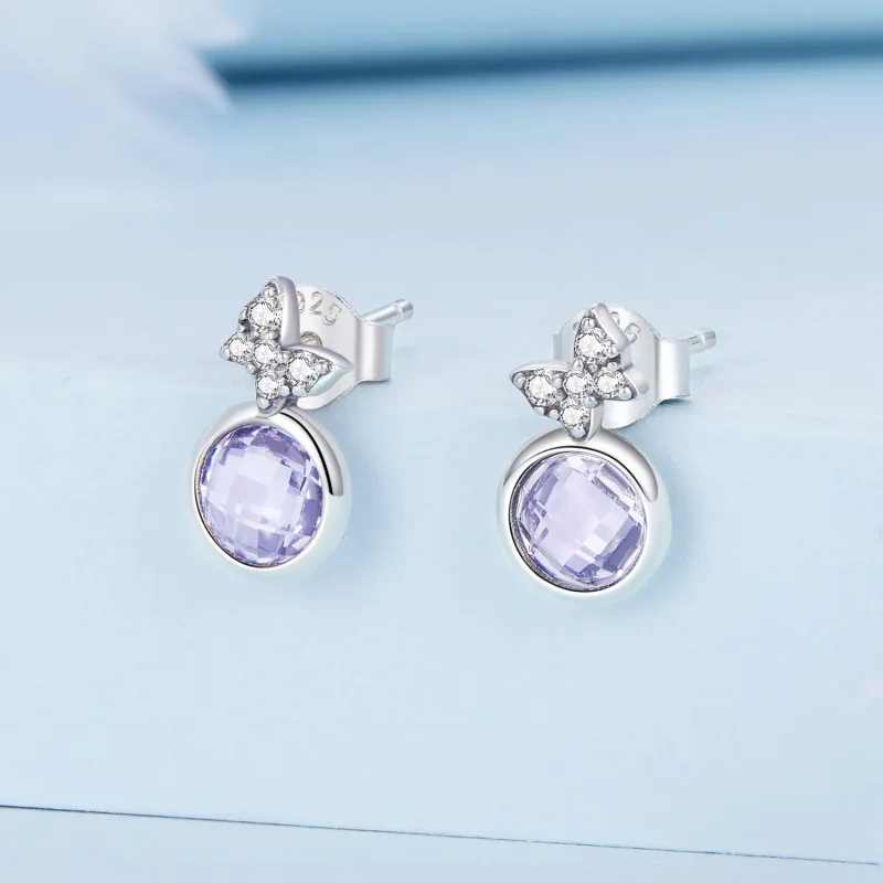 (image for) Pandora Style Butterfly Stud Earrings - BSE703 - View 2