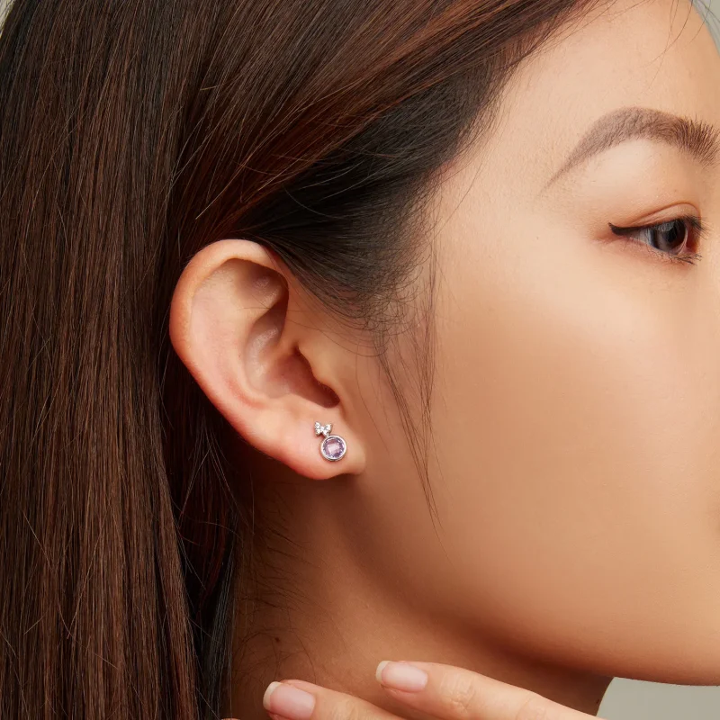 (image for) Pandora Style Butterfly Stud Earrings - BSE703 - View 6