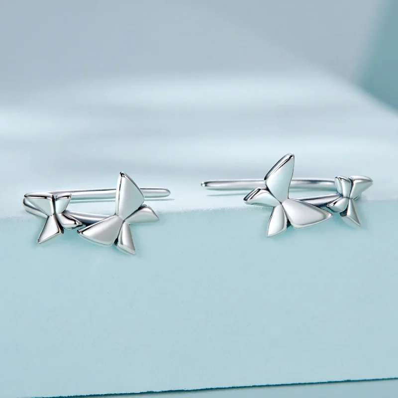 (image for) Pandora Style Butterfly Stud Earrings - SCE1501 - View 2