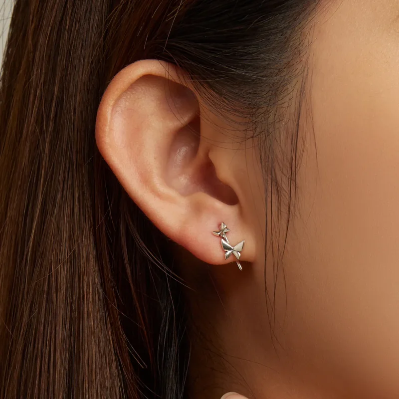 (image for) Pandora Style Butterfly Stud Earrings - SCE1501 - View 5