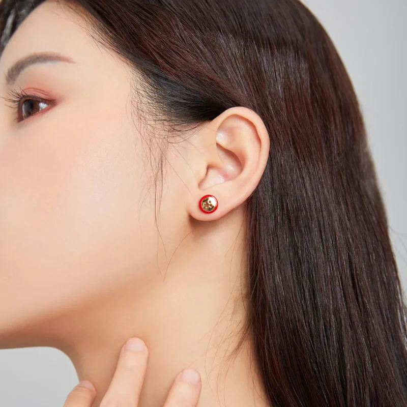 (image for) Pandora Style Button Stud Earrings - SCE1060 - View 4