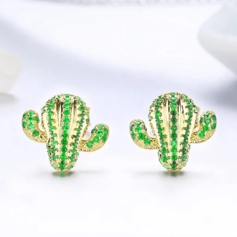 (image for) Pandora Style Cactus Stud Earrings - BSE013 - View 2
