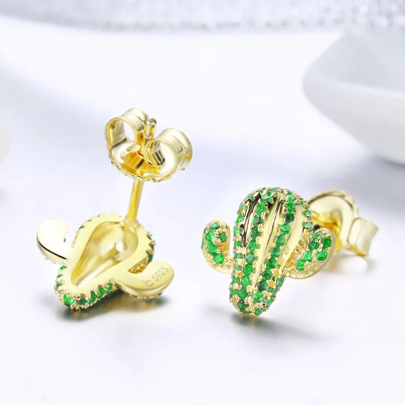 (image for) Pandora Style Cactus Stud Earrings - BSE013 - View 4