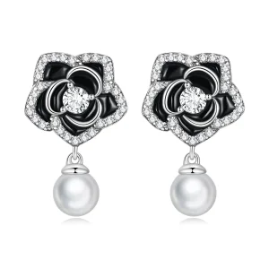 (image for) Pandora Style Camellia Stud Earrings - BSE706