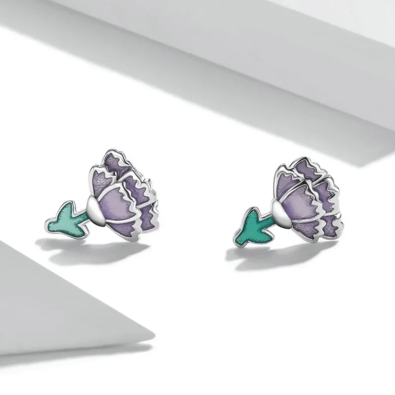 (image for) Pandora Style Carnation Stud Earrings - SCE1347 - View 2