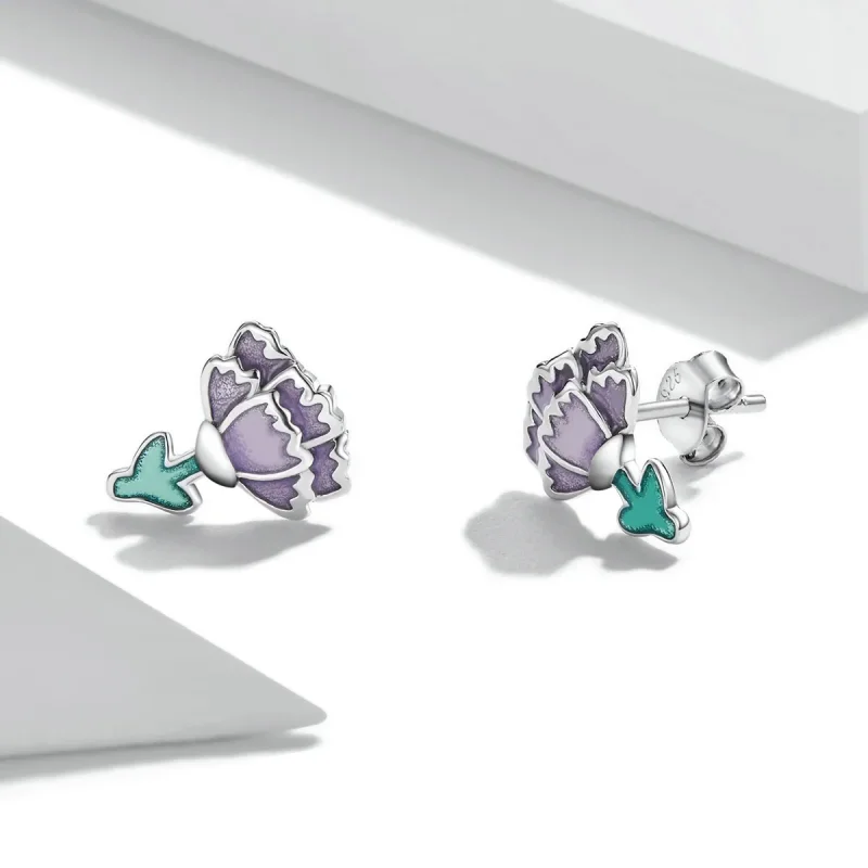 (image for) Pandora Style Carnation Stud Earrings - SCE1347 - View 3