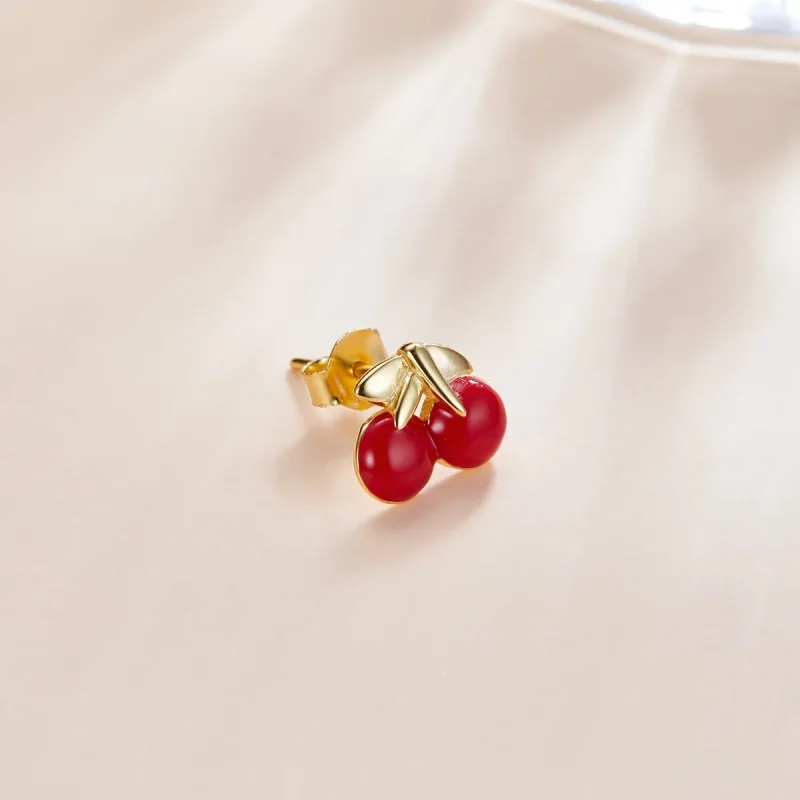 (image for) Pandora Style Cherry Stud Earrings - SCE1061 - View 2