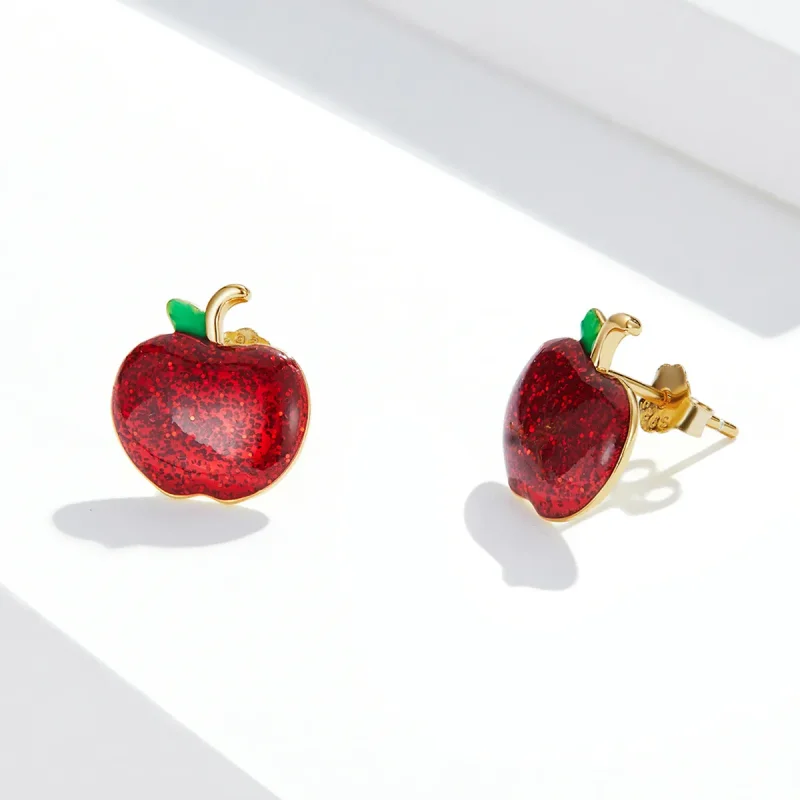 (image for) Pandora Style Christmas Apples Stud Earrings - SCE1314 - View 3