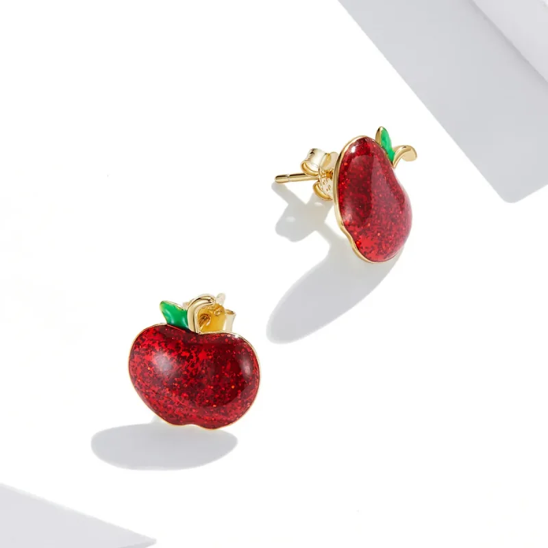 (image for) Pandora Style Christmas Apples Stud Earrings - SCE1314 - View 4
