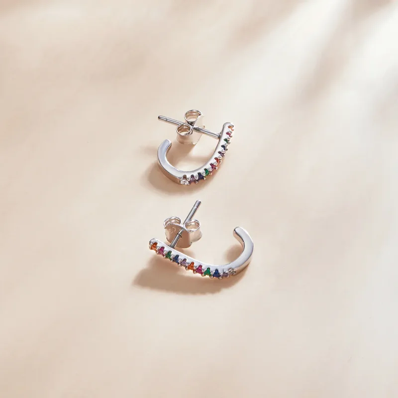 (image for) Pandora Style Christmas Cane Stud Earrings - SCE1167-A - View 2