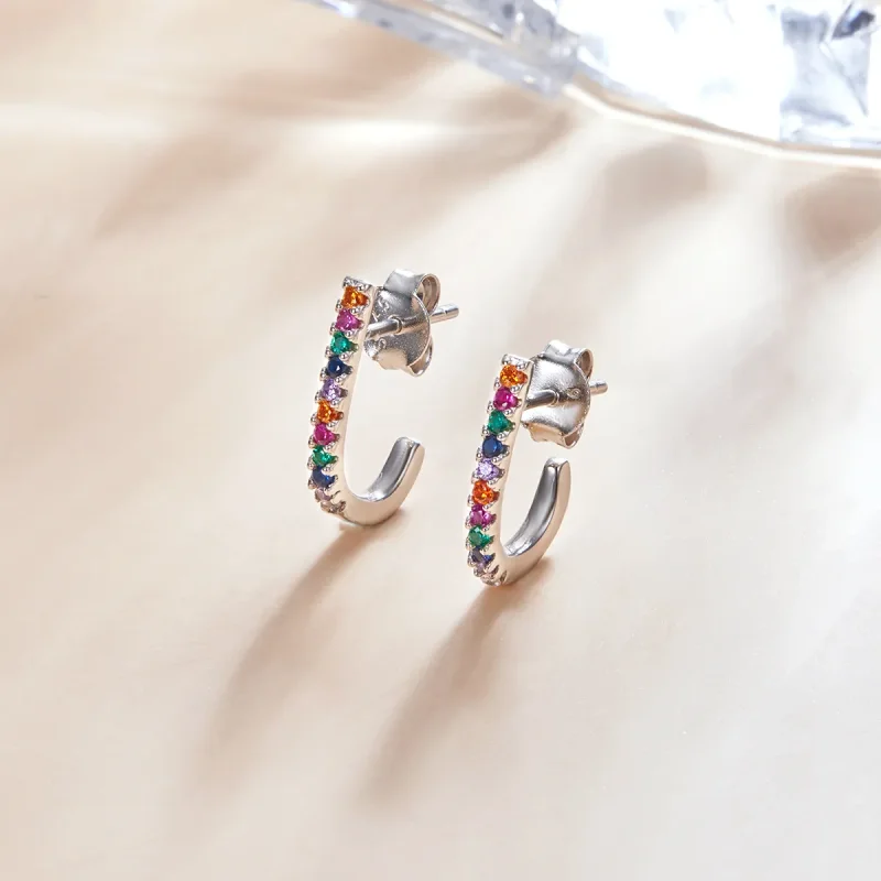 (image for) Pandora Style Christmas Cane Stud Earrings - SCE1167-A - View 3