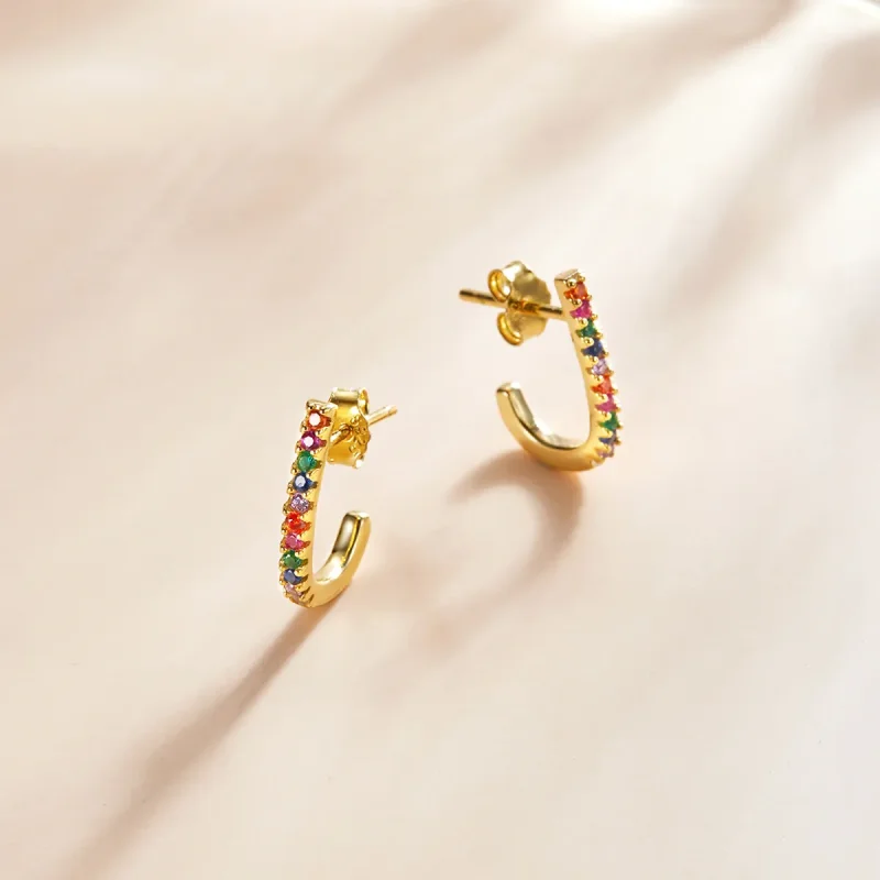 (image for) Pandora Style Christmas Cane Stud Earrings - SCE1167-B - View 2