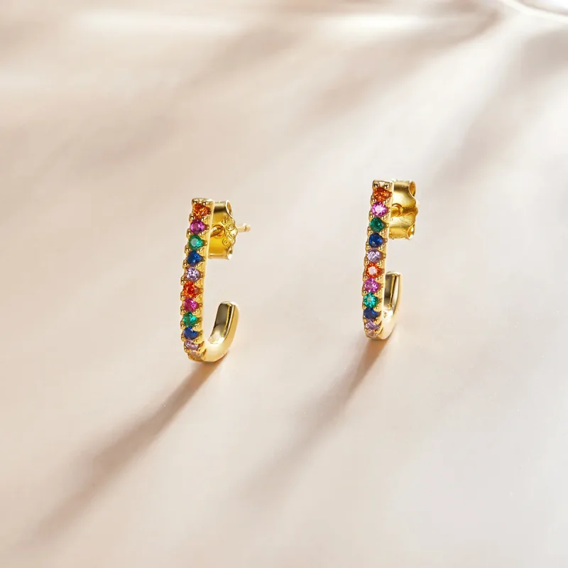 (image for) Pandora Style Christmas Cane Stud Earrings - SCE1167-B - View 3