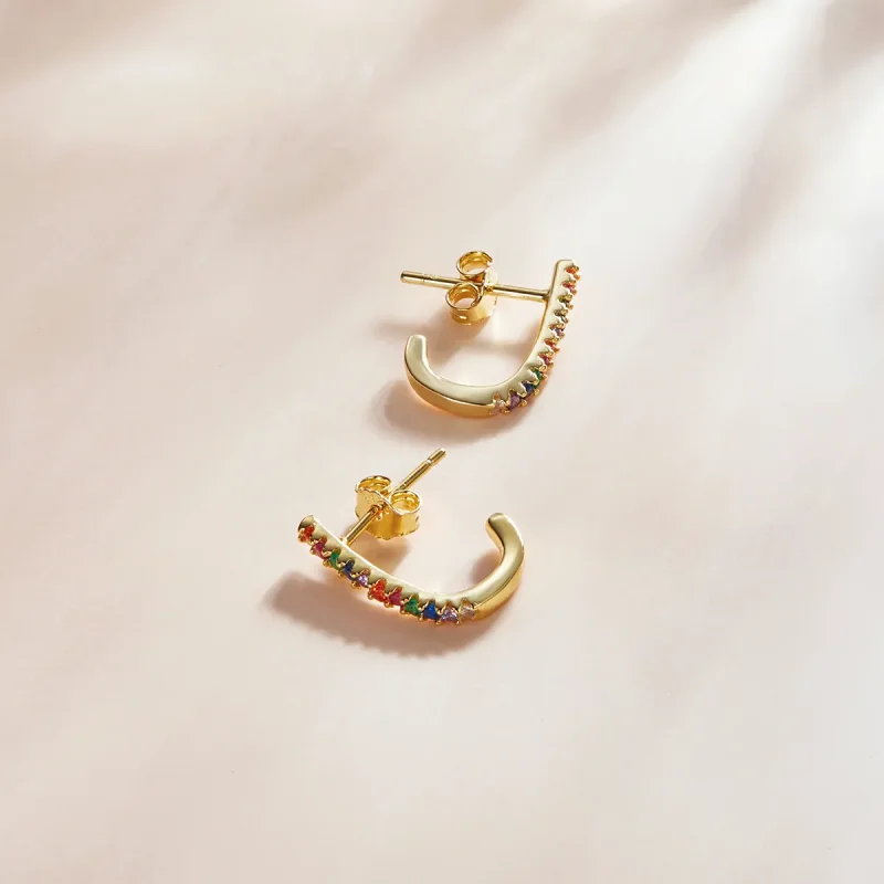 (image for) Pandora Style Christmas Cane Stud Earrings - SCE1167-B - View 4