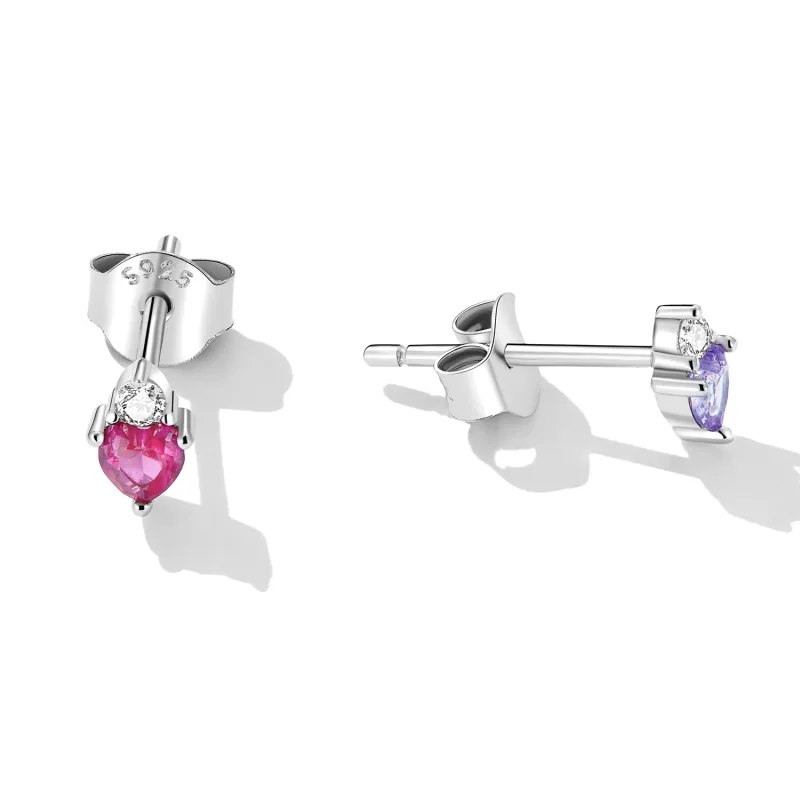 (image for) Pandora Style Color Heart Candies Stud Earrings - SCE1464 - View 3