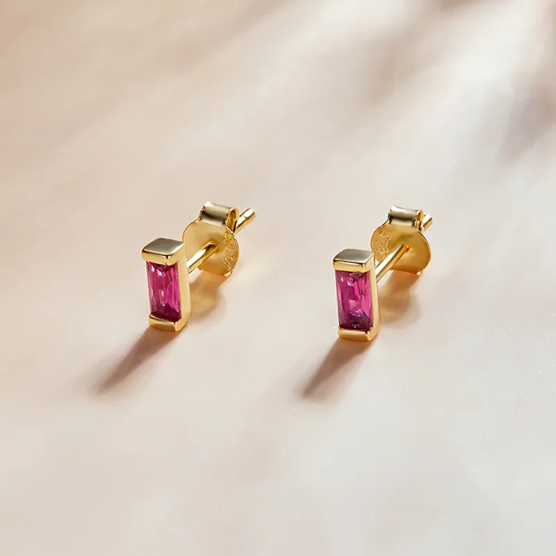 (image for) Pandora Style Colorful Cubic Zirconium - Pink Stud Earrings - SCE1241-OR - View 2