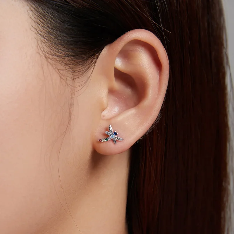 (image for) Pandora Style Colorful Dragonfly Stud Earrings - BSE515 - View 7