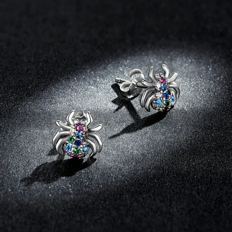 (image for) Pandora Style Colorful Spider Stud Earrings - BSE561 - View 5